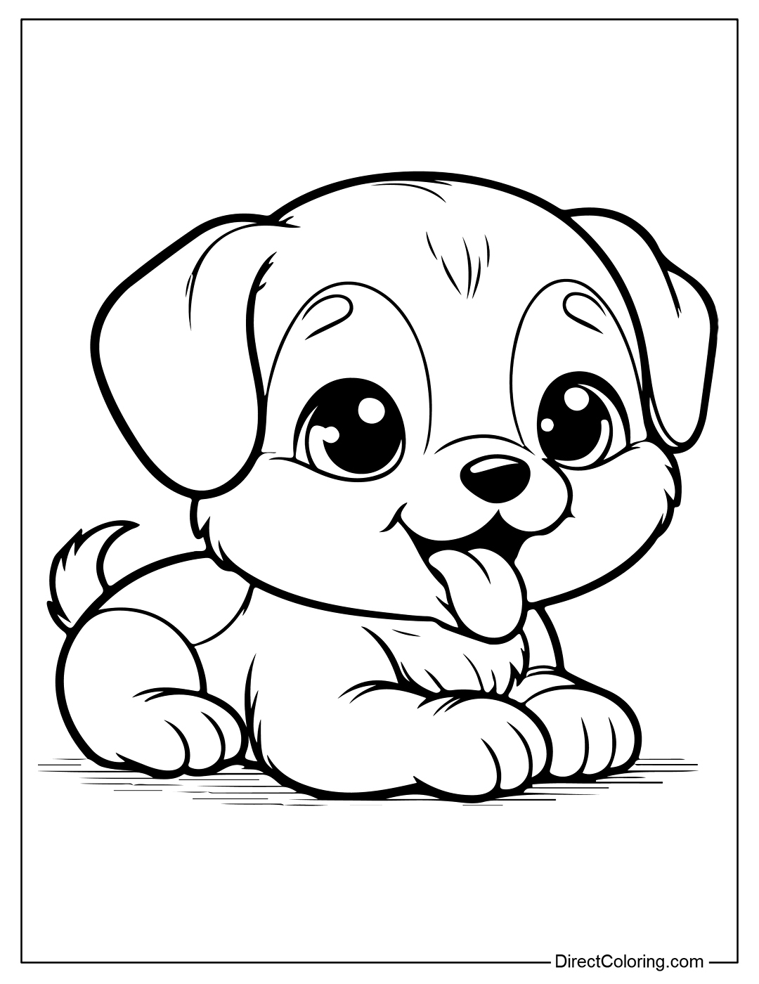 Cute Puppy Coloring Page PDF